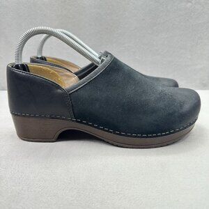 Womens 7.5-8 / EU 38 Dansko Brenna Clog Black Burnished Suede Comfort Nursing